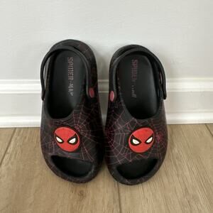 Ground Up Spider-Man Clogs Kids Size 12 Black Red Marvel Slip On Shoes